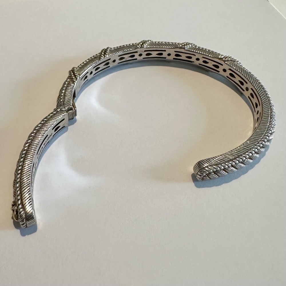 Judith Ripka Sterling Silver rope detail hinged cuff bracelet - Picture 2 of 8